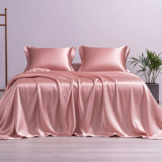 Luxury Silk 4-Piece Bed Sheet Set – Nordic Minimalist, 5 Colors, 4 Sizes (Flat Sheet, Quilt Cover & Pillowcases)